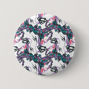 Supergirl Colour Splash Swirls Pattern 3 6 Cm Round Badge