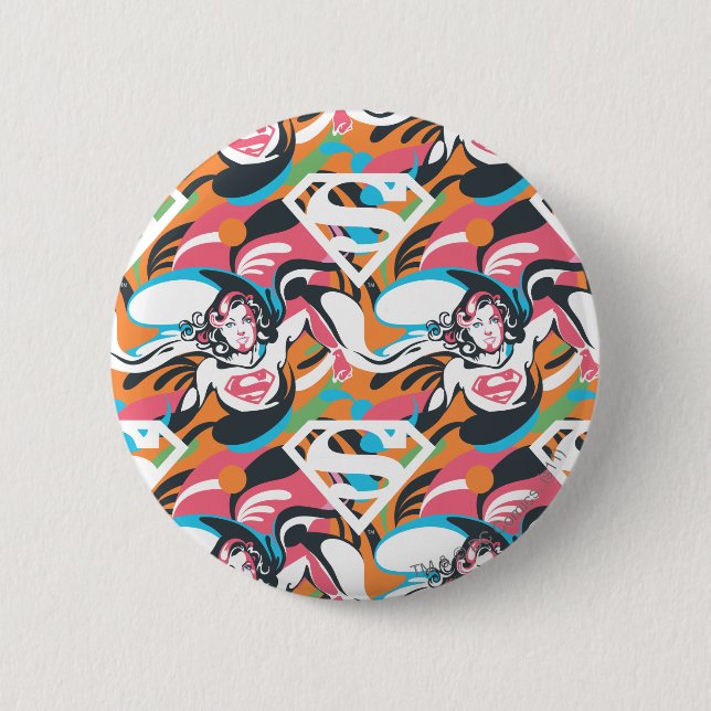 Supergirl Colour Splash Swirls Pattern 4 6 Cm Round Badge (Front)