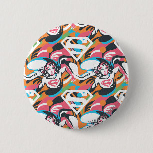 Supergirl Colour Splash Swirls Pattern 4 6 Cm Round Badge