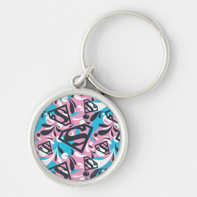 Supergirl Colour Splash Swirls Pattern 6 Key Ring (Front)