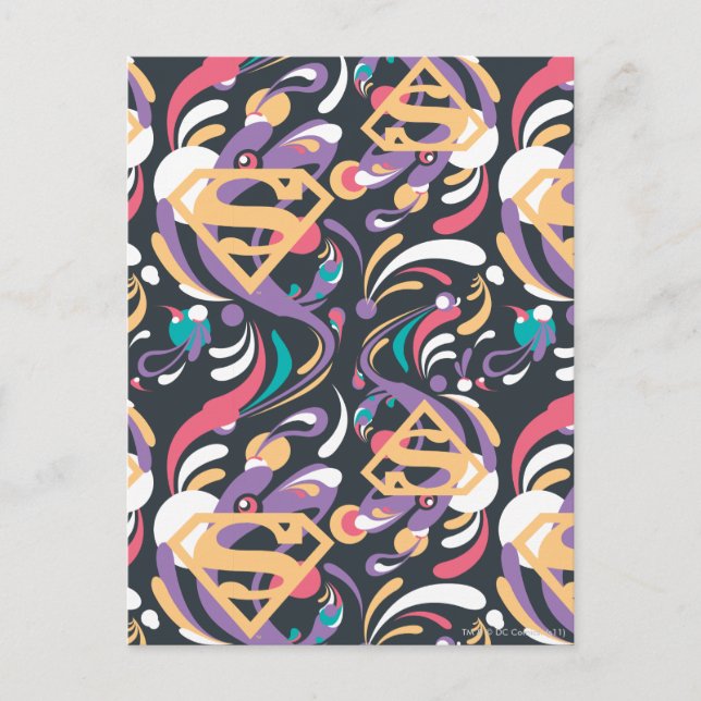 Supergirl Colour Splash Swirls Pattern 8 Postcard (Front)