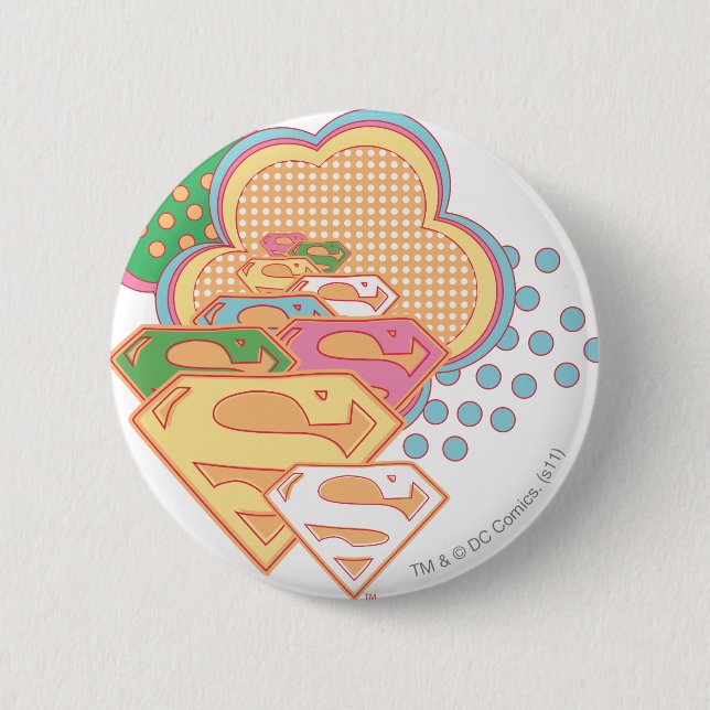 Supergirl Colourful Cloud Logo 6 Cm Round Badge (Front)