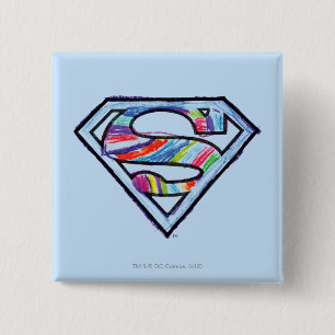 Supergirl Colourful Sketch Logo 15 Cm Square Badge