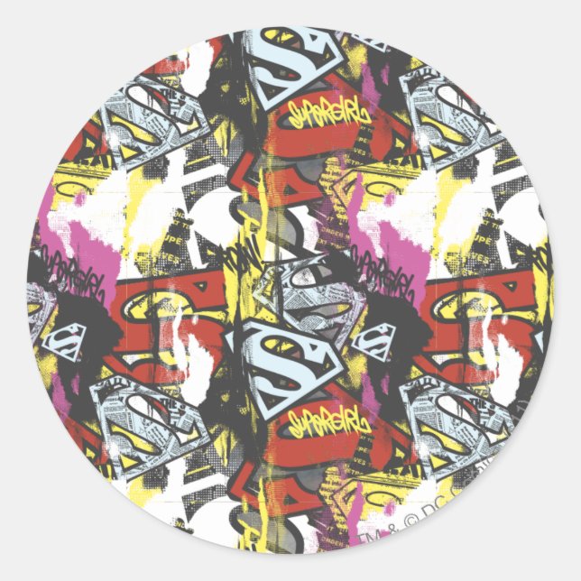 Supergirl Comic Capers Pattern 7 Classic Round Sticker (Front)