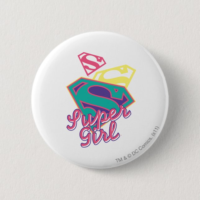 Supergirl Cursive 6 Cm Round Badge (Front)