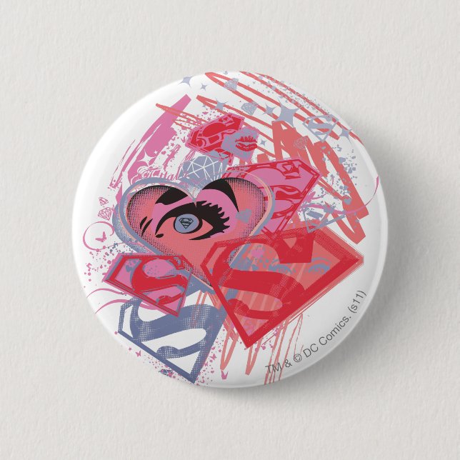 Supergirl Diamonds and Lips 6 Cm Round Badge (Front)