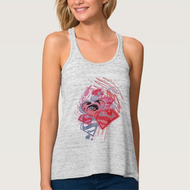 Supergirl Diamonds and Lips Singlet (Front)