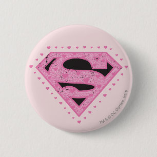 Supergirl Distressed Logo Black and Pink 6 Cm Round Badge