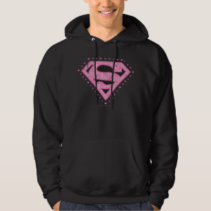 Supergirl Distressed Logo Black and Pink Hoodie