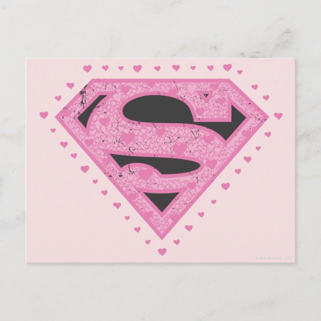 Supergirl Distressed Logo Black and Pink Postcard (Front)