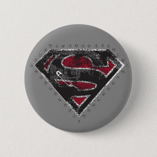 Supergirl Distressed Logo Black and Red 6 Cm Round Badge