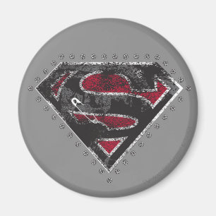 Supergirl Distressed Logo Black and Red Magnet