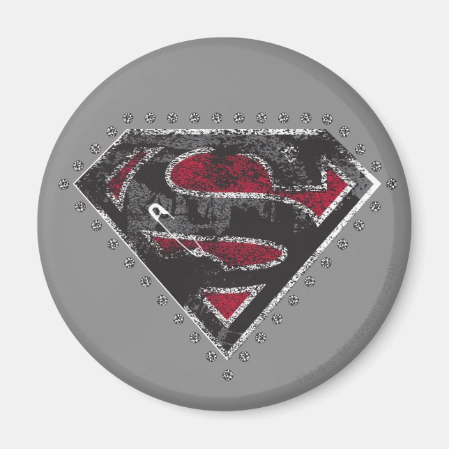 Supergirl Distressed Logo Black and Red Magnet (Front)