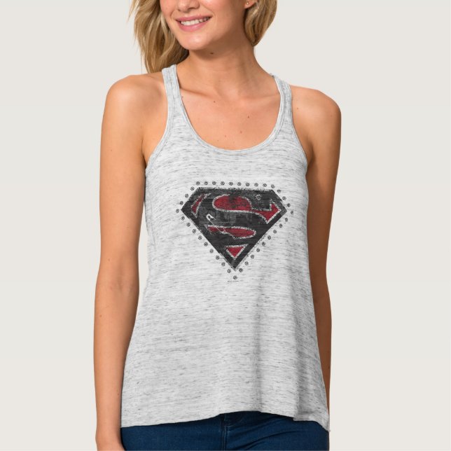 Supergirl Distressed Logo Black and Red Singlet (Front)