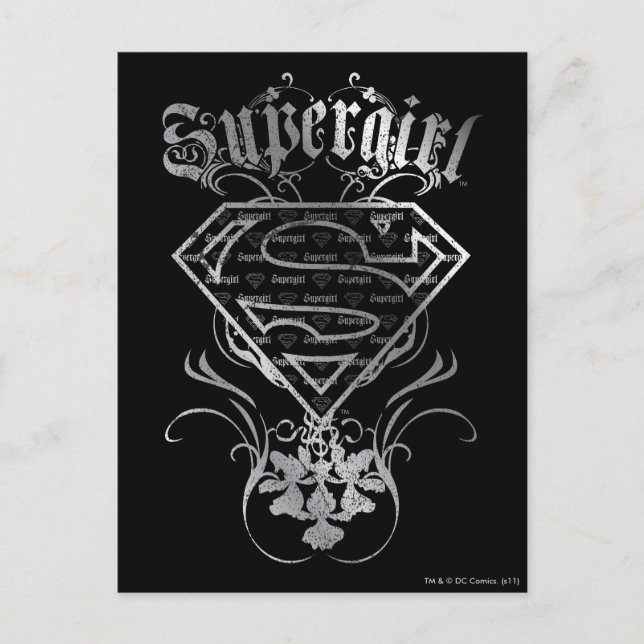 Supergirl Fancy Silver Logo Postcard (Front)