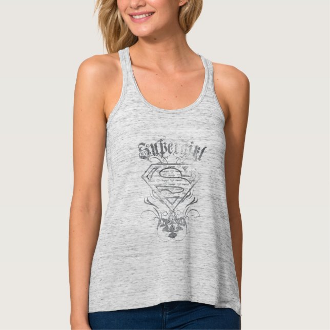 Supergirl Fancy Silver Logo Singlet (Front)