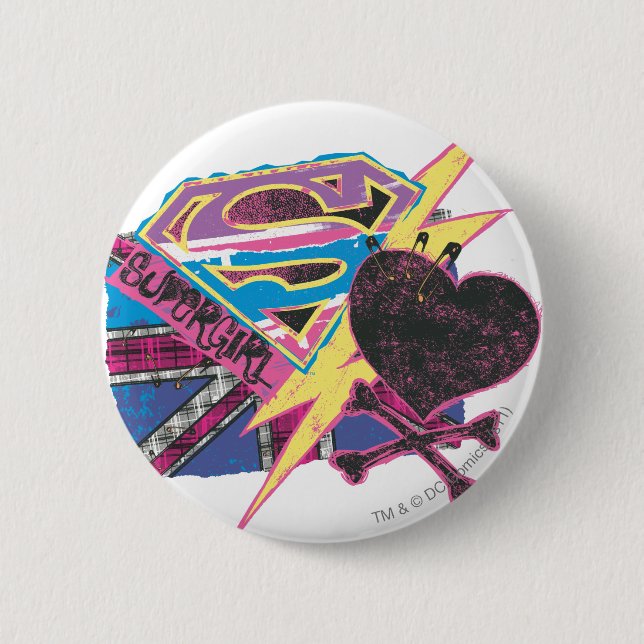 Supergirl Flag and Crossbones 6 Cm Round Badge (Front)