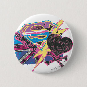 Supergirl Flag and Crossbones 6 Cm Round Badge