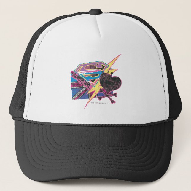 Supergirl Flag and Crossbones Trucker Hat (Front)
