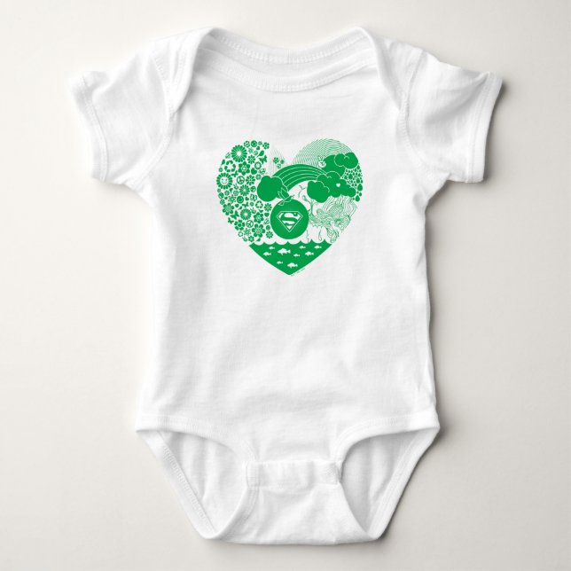 Supergirl Floral Peace Heart Graphic Baby Bodysuit (Front)