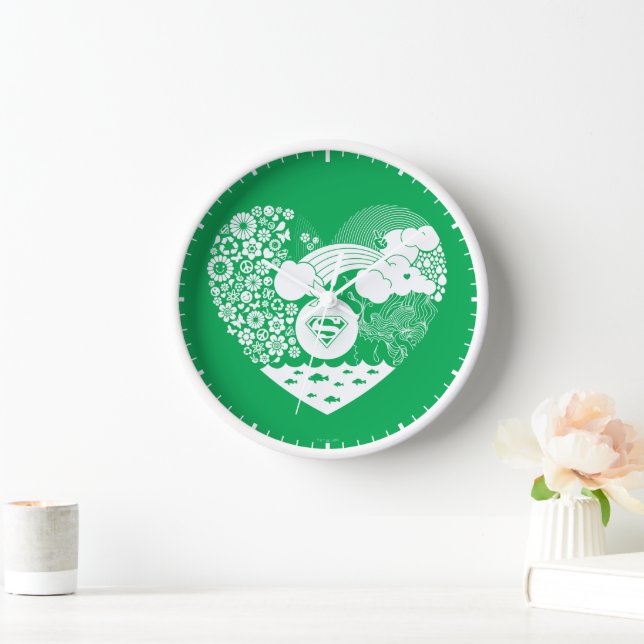 Supergirl Floral Peace Heart Graphic Clock (Home)