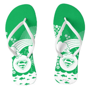 Supergirl Floral Peace Heart Graphic Jandals