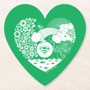 Supergirl Floral Peace Heart Graphic Paper Coaster
