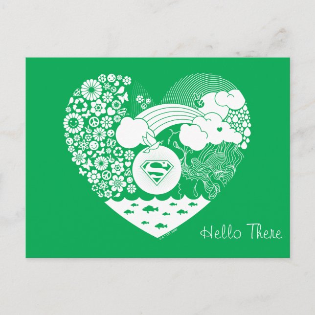 Supergirl Floral Peace Heart Graphic Postcard (Front)