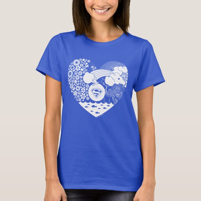 Supergirl Floral Peace Heart Graphic T-Shirt (Front)