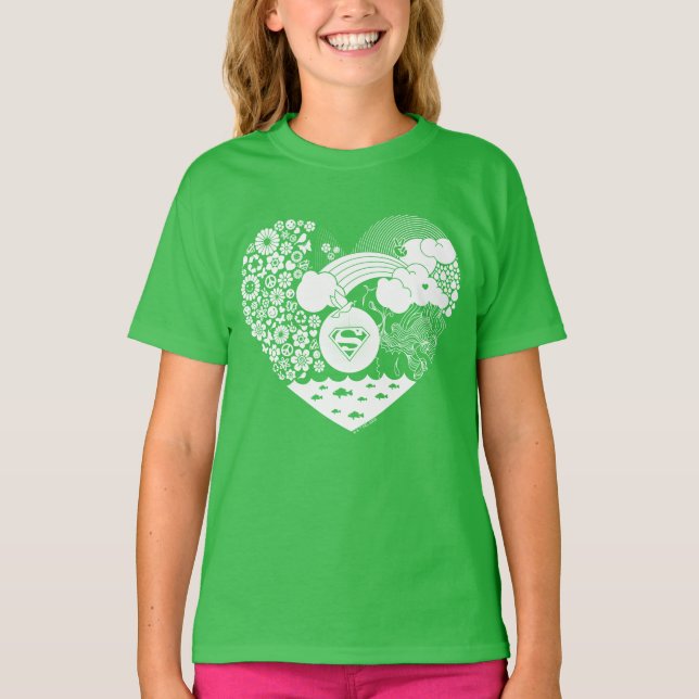 Supergirl Floral Peace Heart Graphic T-Shirt (Front)