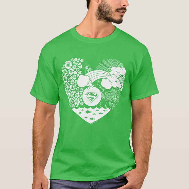 Supergirl Floral Peace Heart Graphic T-Shirt (Front)