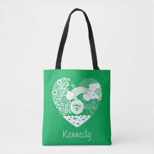 Supergirl Floral Peace Heart Graphic Tote Bag