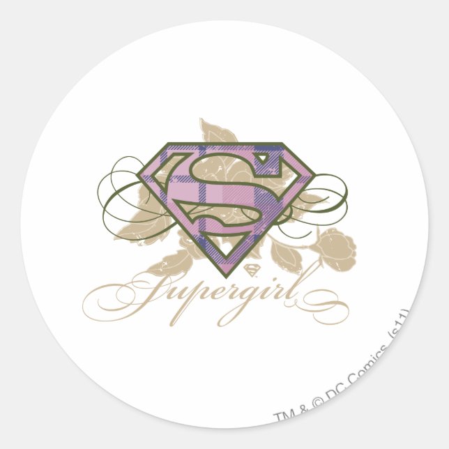 Supergirl Flowers Classic Round Sticker (Front)