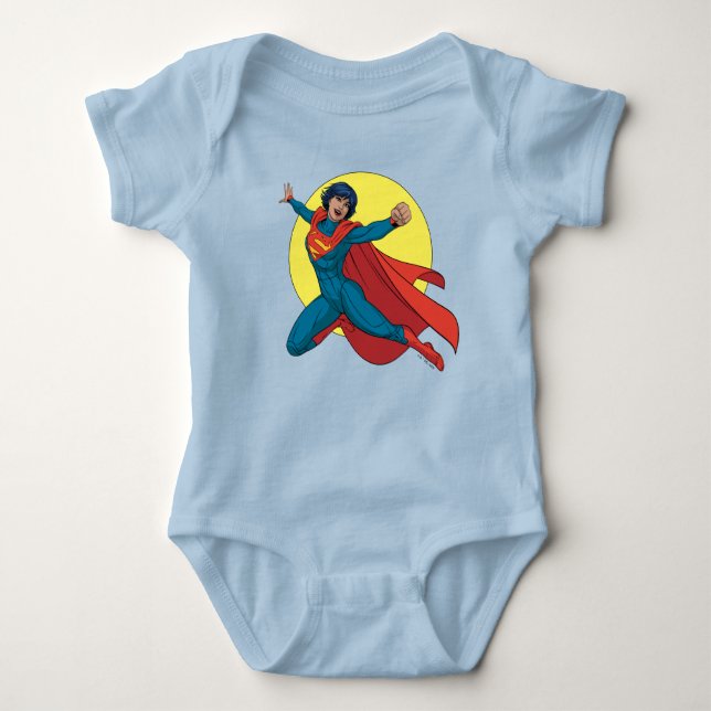 Supergirl Flying in Blue Suit Baby Bodysuit (Front)