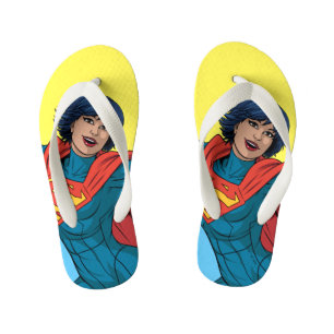 Supergirl Flying in Blue Suit Kid's Jandals