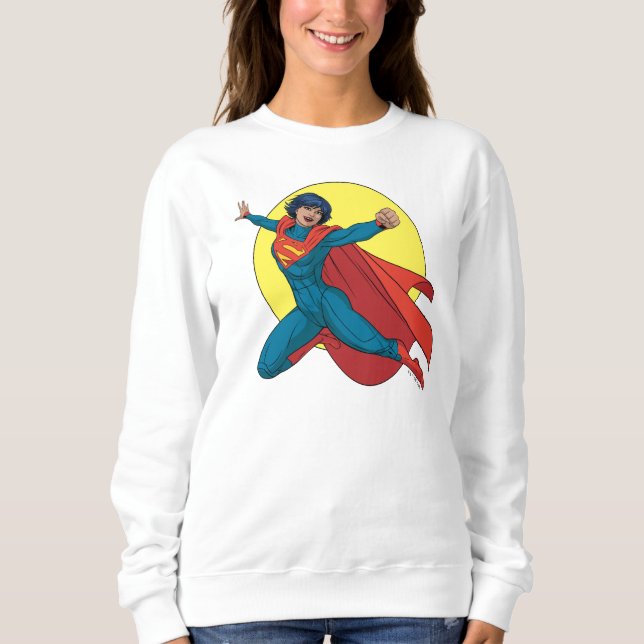 Supergirl Flying in Blue Suit Sweatshirt (Front)