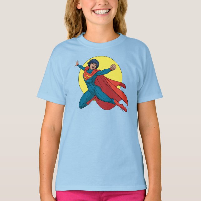 Supergirl Flying in Blue Suit T-Shirt (Front)