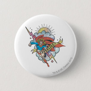 Supergirl Flying Lightning Tattoo 6 Cm Round Badge