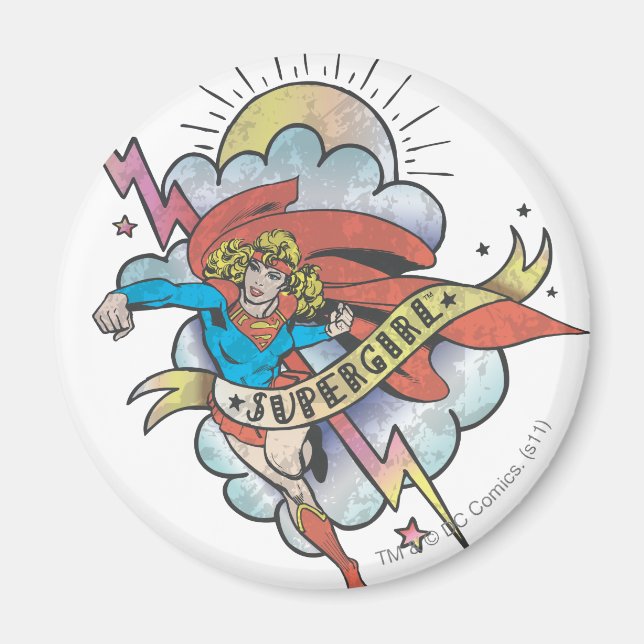 Supergirl Flying Lightning Tattoo Magnet (Front)