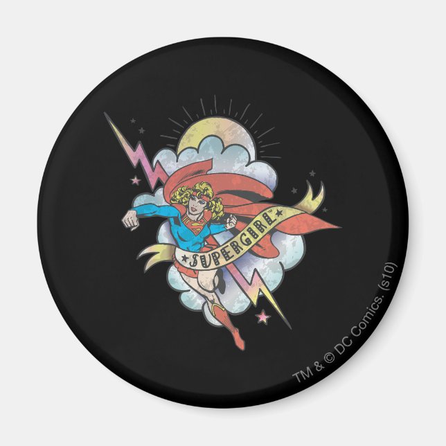 Supergirl Flying Lightning Tattoo Magnet (Front)