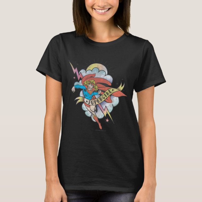 Supergirl Flying Lightning Tattoo T-Shirt (Front)