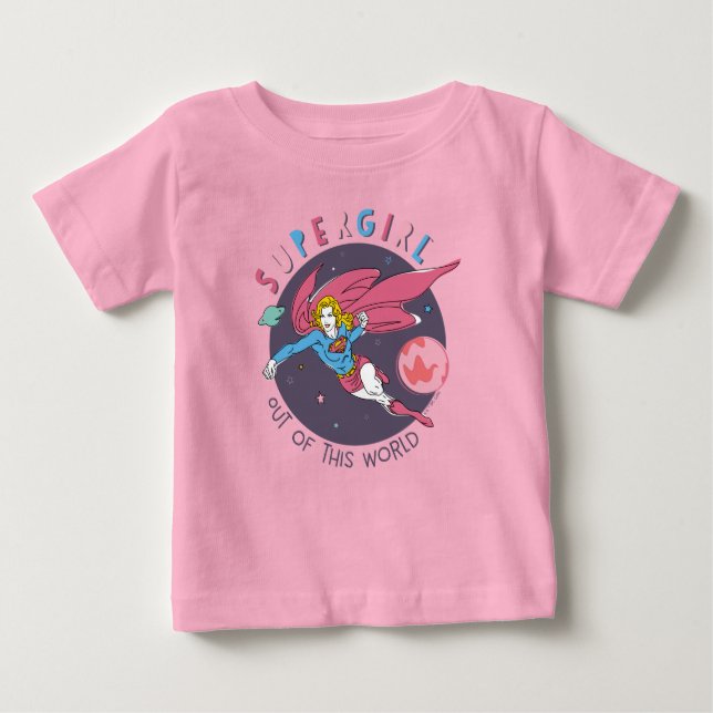 Supergirl Flying Upwards Illustration Baby T-Shirt (Front)