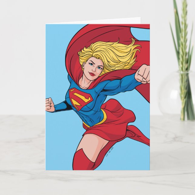 Supergirl Flying Upwards Illustration Card (Front)