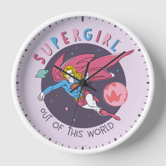 Supergirl Flying Upwards Illustration Clock (Front)