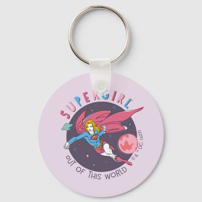 Supergirl Flying Upwards Illustration Key Ring (Front)