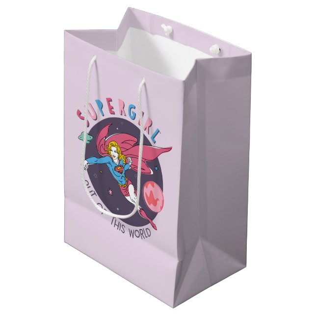 Supergirl Flying Upwards Illustration Medium Gift Bag (Front Angled)