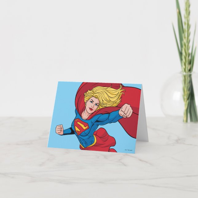 Supergirl Flying Upwards Illustration Note Card (Front)