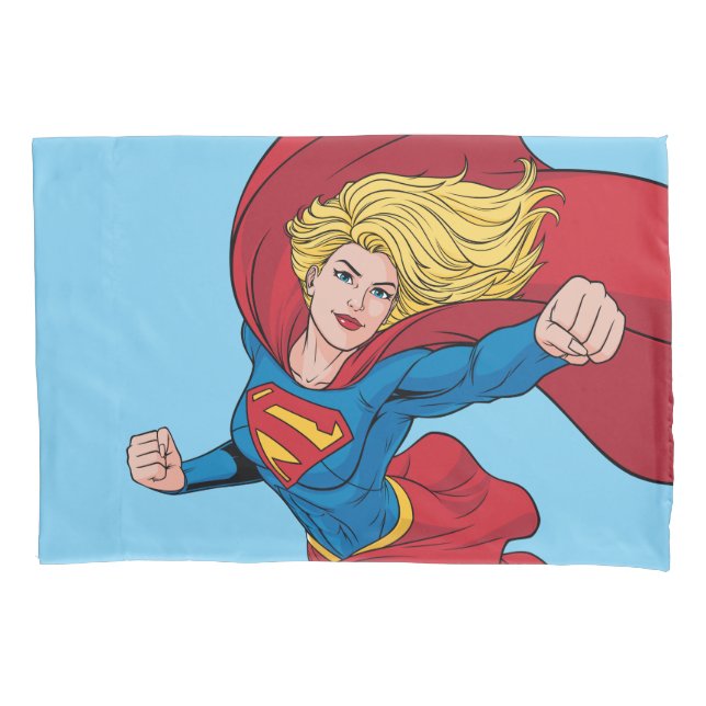 Supergirl Flying Upwards Illustration Pillowcase (Front)