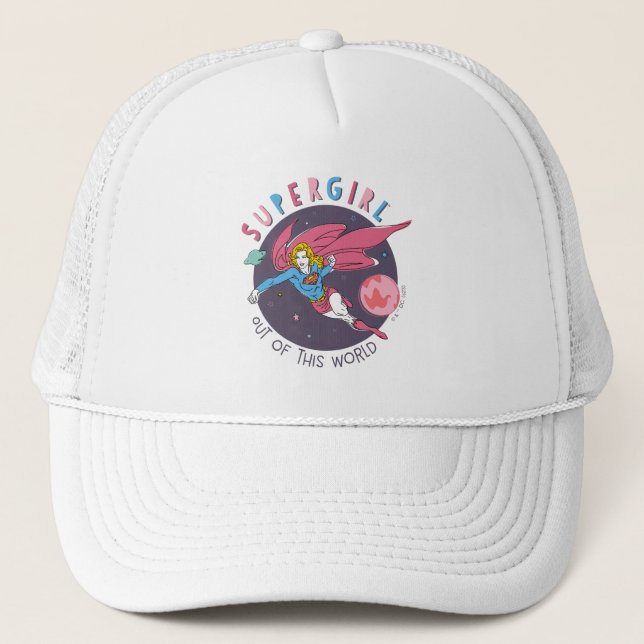 Supergirl Flying Upwards Illustration Trucker Hat (Front)