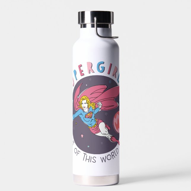 Supergirl Flying Upwards Illustration Water Bottle (Left)
